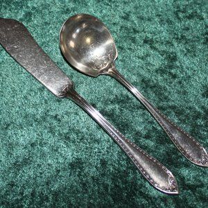 RARE Vintage Silverplate Sheraton Community Plate Butter Knife and Sugar Spoon